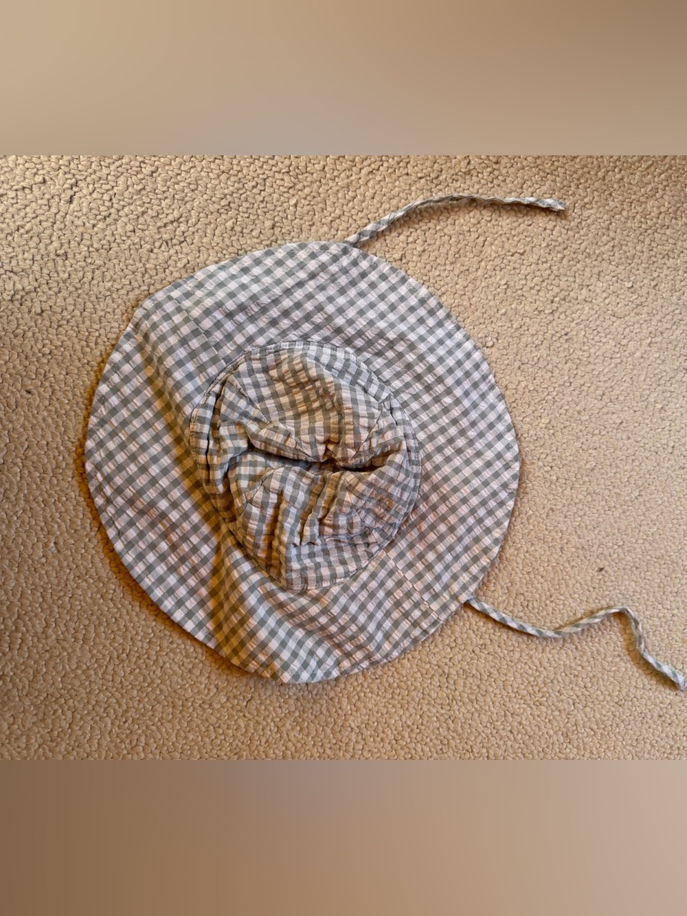 Rylee + Cru 6-12 month Sage and White Gingham Cotton Floppy Sun Hat baby infant